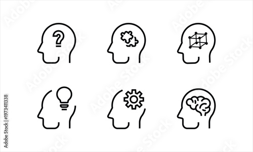 Wallpaper Mural Head Icon Set icon, button, vector, sign, symbol, logo, illustration, editable stroke and flat design style isolated on white linear pictogram Torontodigital.ca