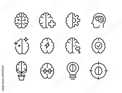 Wallpaper Mural Brain Icon Set icon, button, vector, sign, symbol, logo, illustration, editable stroke and flat design style isolated on white linear pictogram Torontodigital.ca