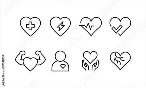 Wallpaper Mural Heart Medical Icon Set icon, button, vector, sign, symbol, logo, illustration, editable stroke and flat design style isolated on white linear pictogram Torontodigital.ca