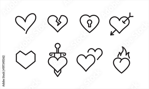 Wallpaper Mural Heart Icon Set icon, button, vector, sign, symbol, logo, illustration, editable stroke and flat design style isolated on white linear pictogram Torontodigital.ca