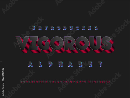 Stylized modern bold alphabet design with uppercase and numbers