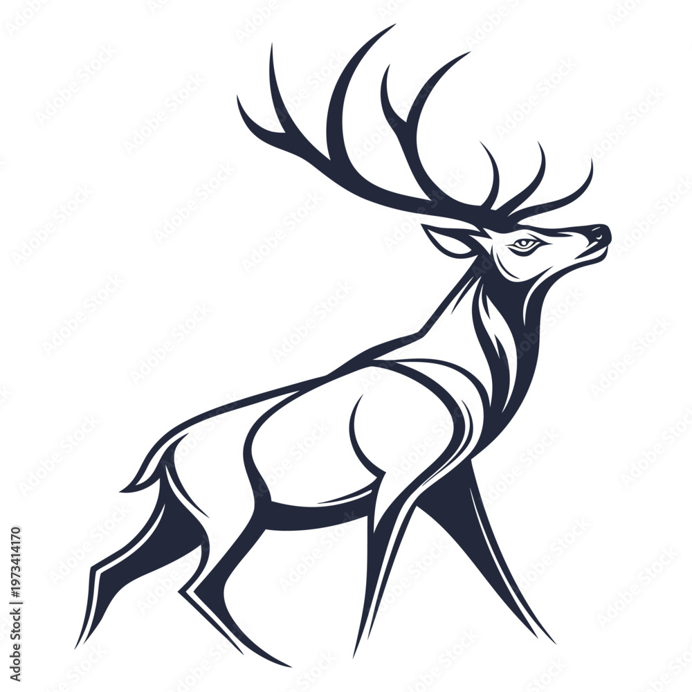 Obraz premium Stylized elk silhouette with antlers with a minimalist, stylized illustration