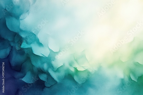 soft teal and deep navy watercolor wash with layered organic shapes and a luminous cream center evoking calm dreamy oceanic serenity