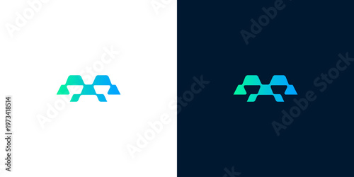 Abstract M Letter Logo Design Representing Modern Technology, Digital Connection, and Data Flow; a Sleek Geometric Emblem Perfect for Innovative Startups and Network Solutions