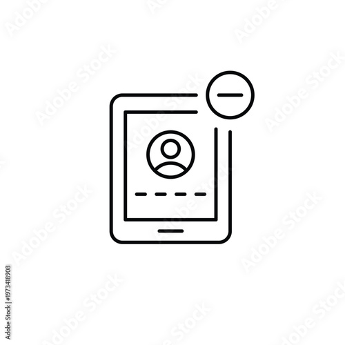 User login page on tablet and minus. Account unavailable, error. Pixel perfect, editable stroke vector icon