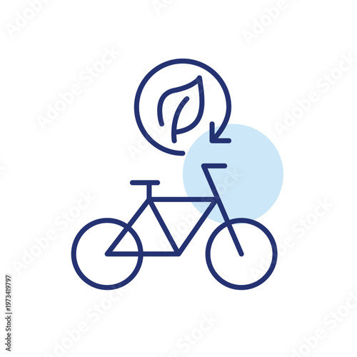 Bicycle, leaf and renew arrow. Sustainable transportation and urban mobility. Pixel perfect, editable stroke vector icon