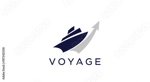 Voyage cruise ship logo with arrow.