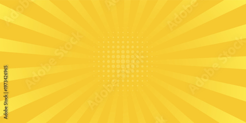 Yellow banner with Sun rays  yellow lines background  light