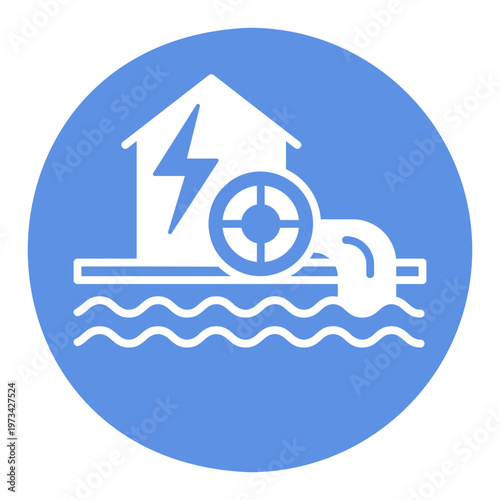 Small hydro power plant outline vector icon