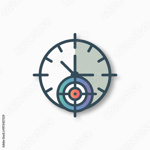 Colorful Target Icon With Bullseye On White Background For Business Strategy Concepts