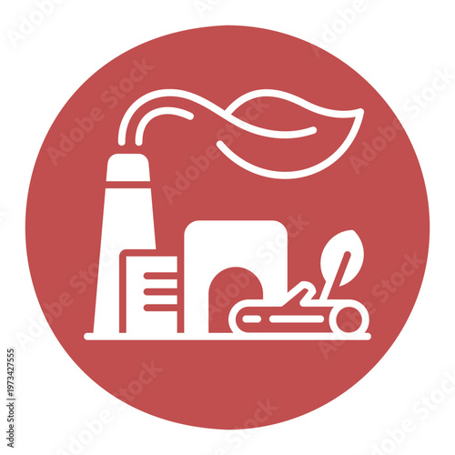 Biomass energy plant outline vector icon