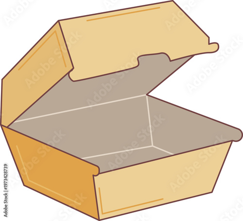 Open cardboard box with a lid partially lifted showing interior structure
