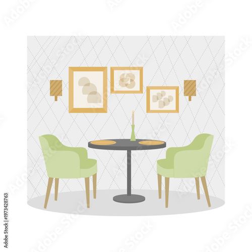 A restaurant table  where people sit and enjoy their meals.