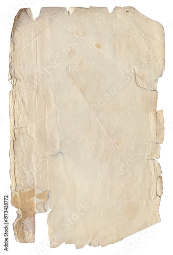 Vintage background of old ancient torn paper texture isolated