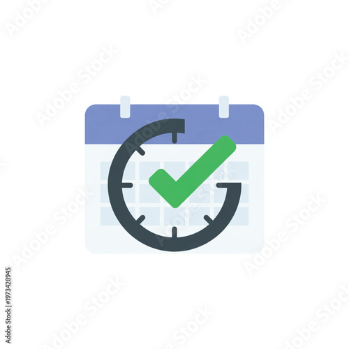 Calendar Icon With Green Checkmark For Scheduling And Time Management Concepts