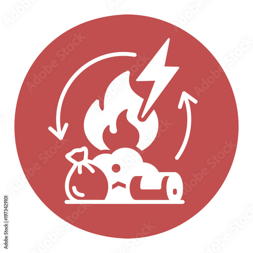 Waste to energy conversion outline vector icon