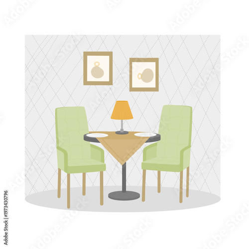 A restaurant table  where people sit and enjoy their meals.