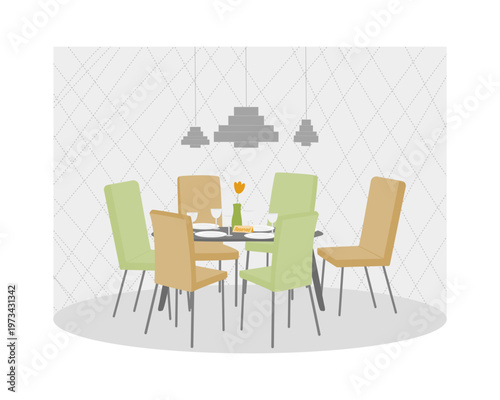 A restaurant table  where people sit and enjoy their meals.