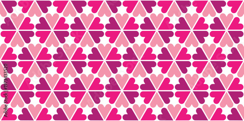 Heart Geometric Seamless Pattern. Vector Romantic Background for Valentine's Day, Wedding, or Wrapping Paper.
