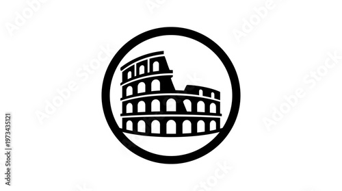 Vector illustration of a Greek island with a church, ancient seaside village, ships and ferry on the sea, travel and vacation theme