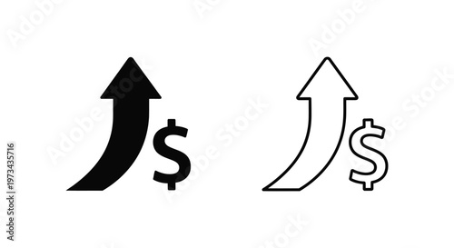 Increasing Profit Growth Money Symbol Icons Vector