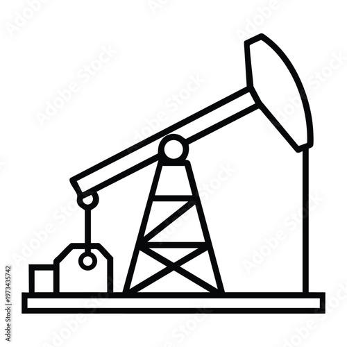 Oil Pump Jack Illustration in Black and White