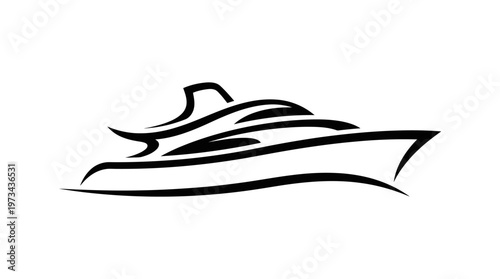 Minimalist yacht boat silhouette on background