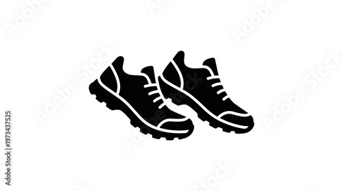 Athletic Shoes Silhouette: Simple, black silhouette of a pair of athletic shoes, symbolizing fitness, activity, and a healthy lifestyle. 