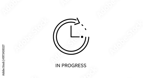Clock Icon With Arrow Indicating Progress and 'In Progress' Text