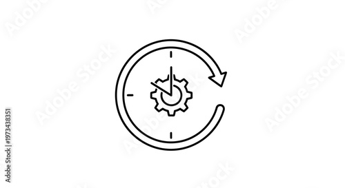 Clock with Gear Icon, Time Management and Productivity Concept