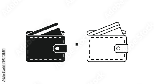 Black and white wallet icon set Vector