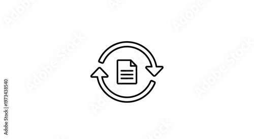 Document Refresh Icon with Circular Arrows, Data Update and Reload Symbol