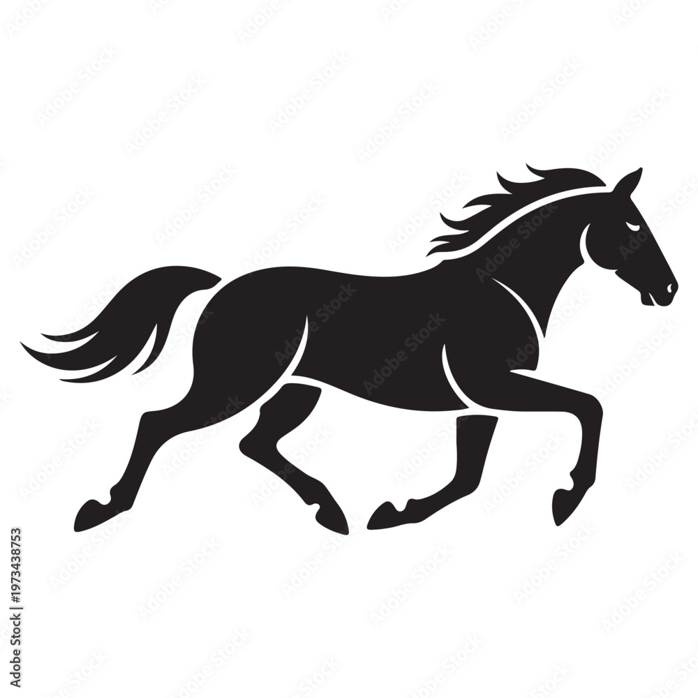 Fototapeta premium Galloping horse silhouette, depicting motion and elegance, perfect for equestrian sports and animal themes.