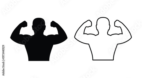 Flexing Muscle Silhouettes Vector