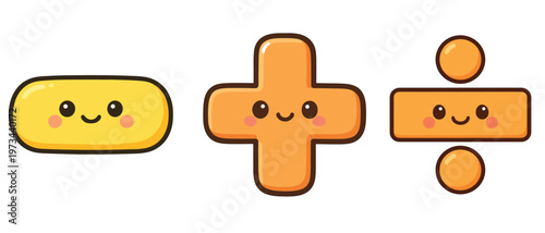 Kawaii mathematical symbols smiling cartoon