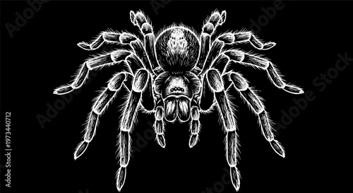 Hairy Spider Monochrome Grunge T-Shirt Graphic