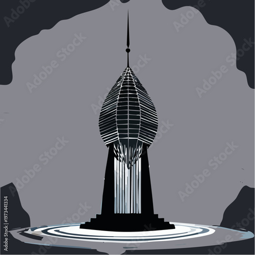 Futuristic architectural structure with a sleek modern design.