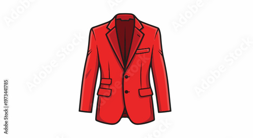 Bright red tailored jacket with two buttons and pocket details