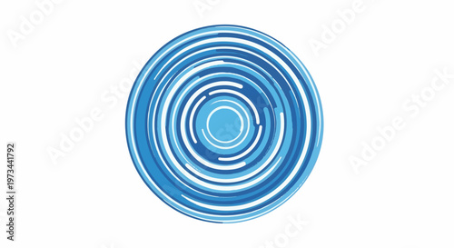 Concentric blue and white rings form a vibrant circular pattern with a central bright core