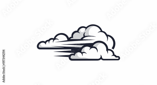 Stylized cartoon clouds with bold outlines and dynamic streaks