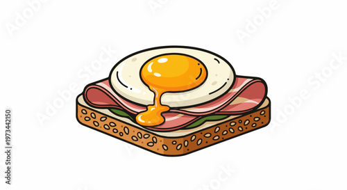 A delicious sandwich with a fried egg, ham, and greens on seeded bread