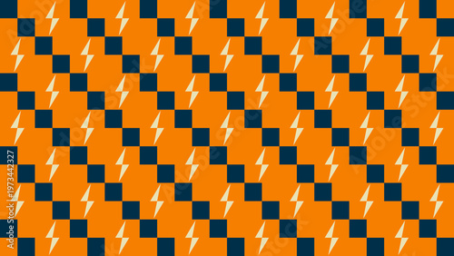 Geometric Thunder Pattern: A visually striking, geometric pattern featuring alternating squares and lightning bolts, creating a dynamic and electrifying design.