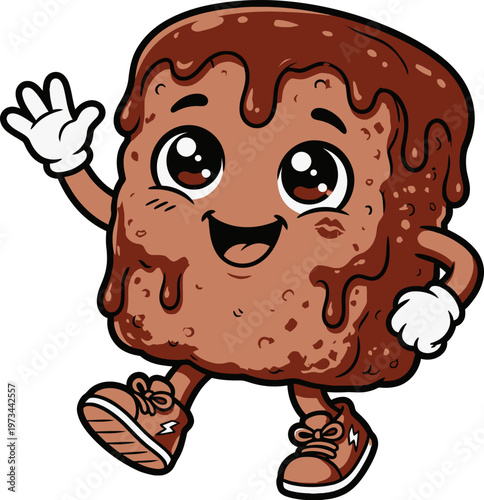 Funny cartoon meatloaf character smiling cute vector illustration