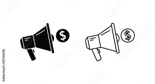 Megaphone and Dollar Signs for Marketing and Finance Vector