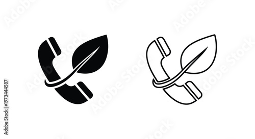 Telephone Receivers with Leaves Eco Friendly Communication Vector