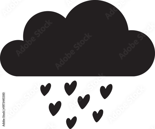 A whimsical cloud releasing a gentle shower of hearts