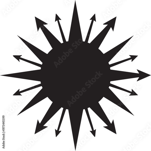 Explosive outward burst of arrows radiating from a central point