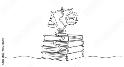 Law, justice, books, scales, legal, education, line art, icons