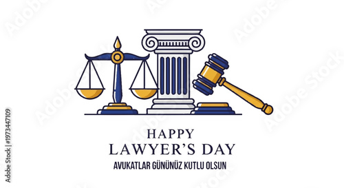 Lawyer's Day, legal icons, scales of justice, gavel, law symbols