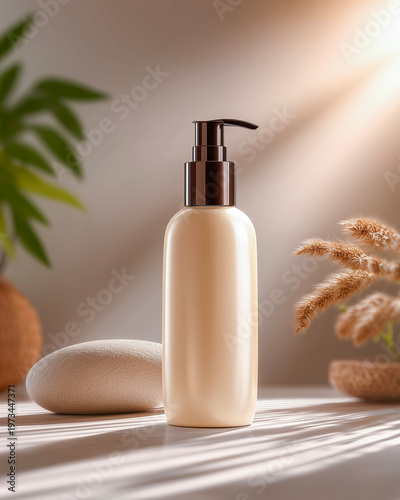 Blank cosmetic bottle mockup on white background, 3d rendering